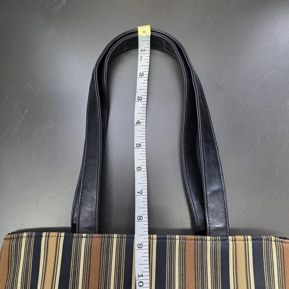 Longaberger Tote Bag Womens Small Striped Homestead Coffee Applique Purse